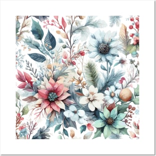 Winter Flower Pattern Posters and Art